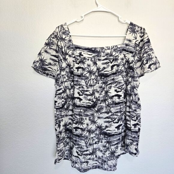 NWT Torrid | Clip Jaquard Square Neck Flutter Skeeve Jungle Toile Women 1X 14-16 - Picture 7 of 8